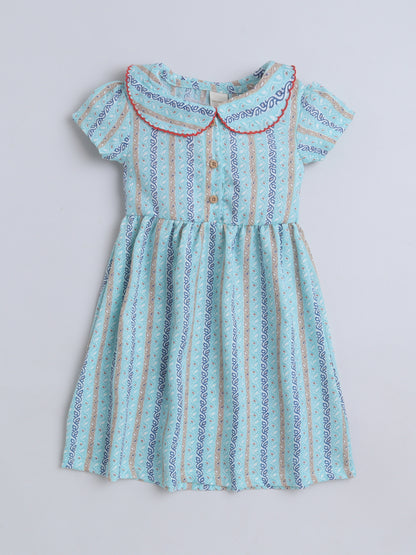 Girls Polycotton Frock - Peterpan Collar Blue