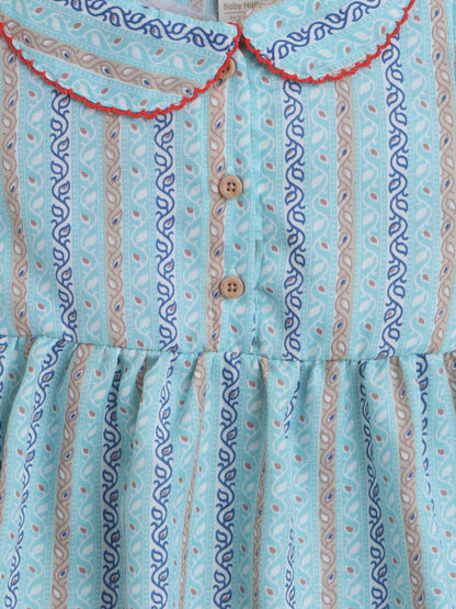 Girls Polycotton Frock - Peterpan Collar Blue