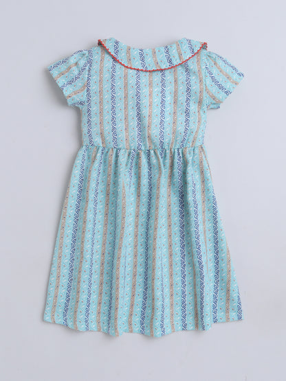 Girls Polycotton Frock - Peterpan Collar Blue