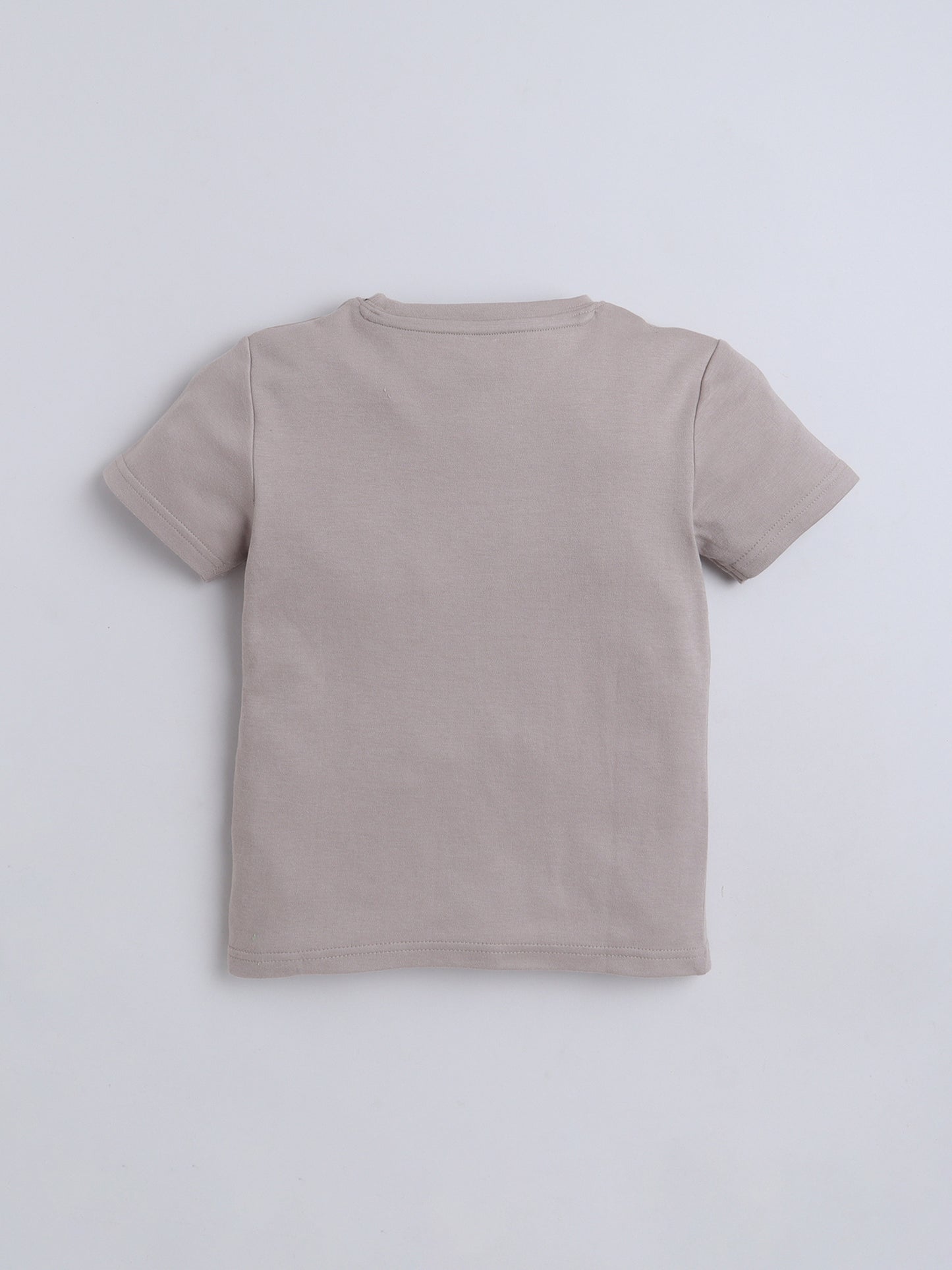 Baby Nation Cotton Knit Half Sleeves Printed T-Shirt - Grey Teddy