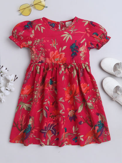 Girls Polycotton Frock - Red