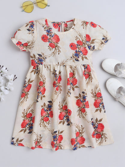 Girls Polycotton Frock - Creame