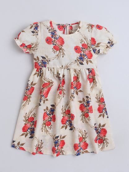 Girls Polycotton Frock - Creame