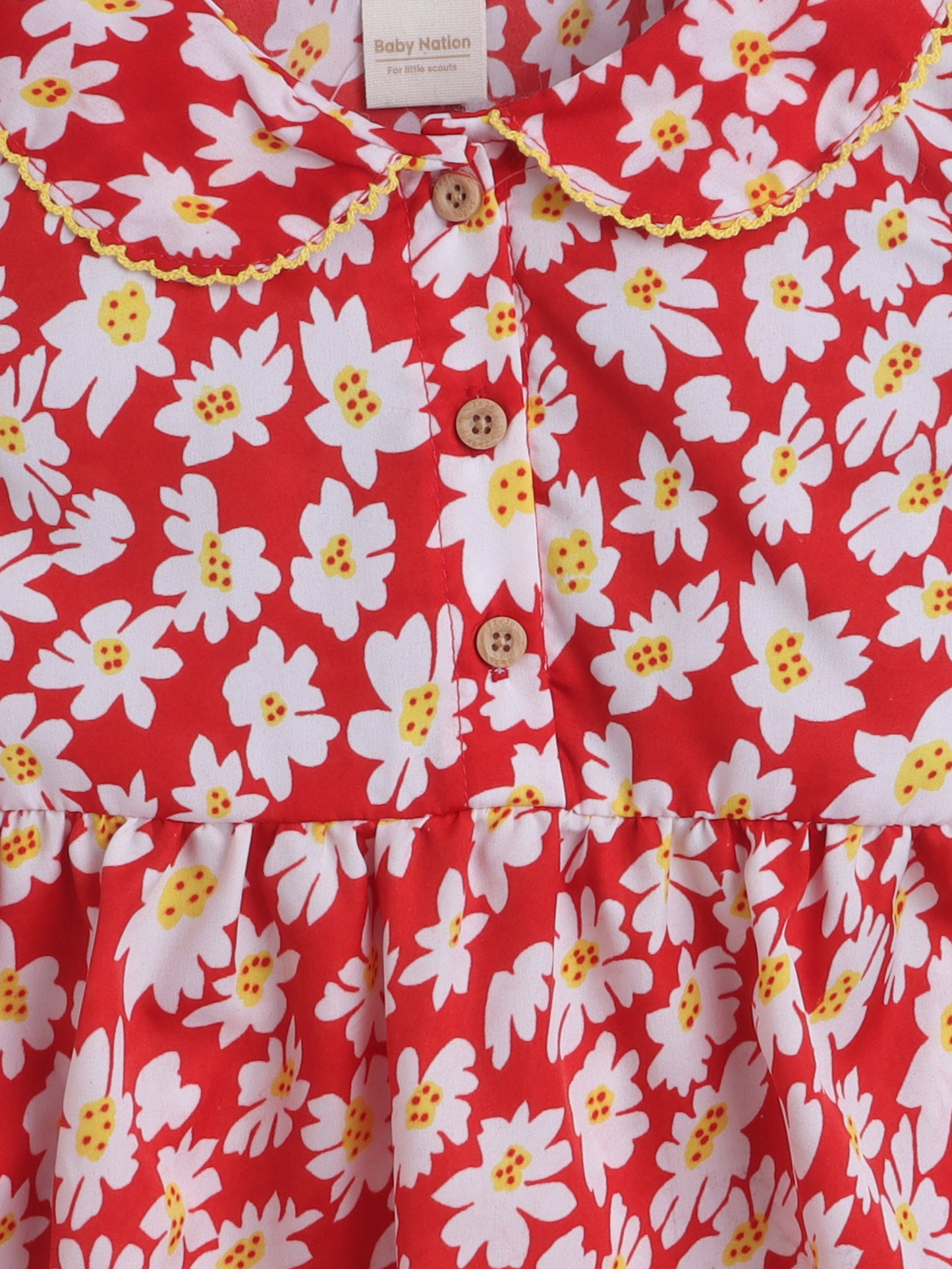 Girls Polycotton Frock - Peterpan Collar Red