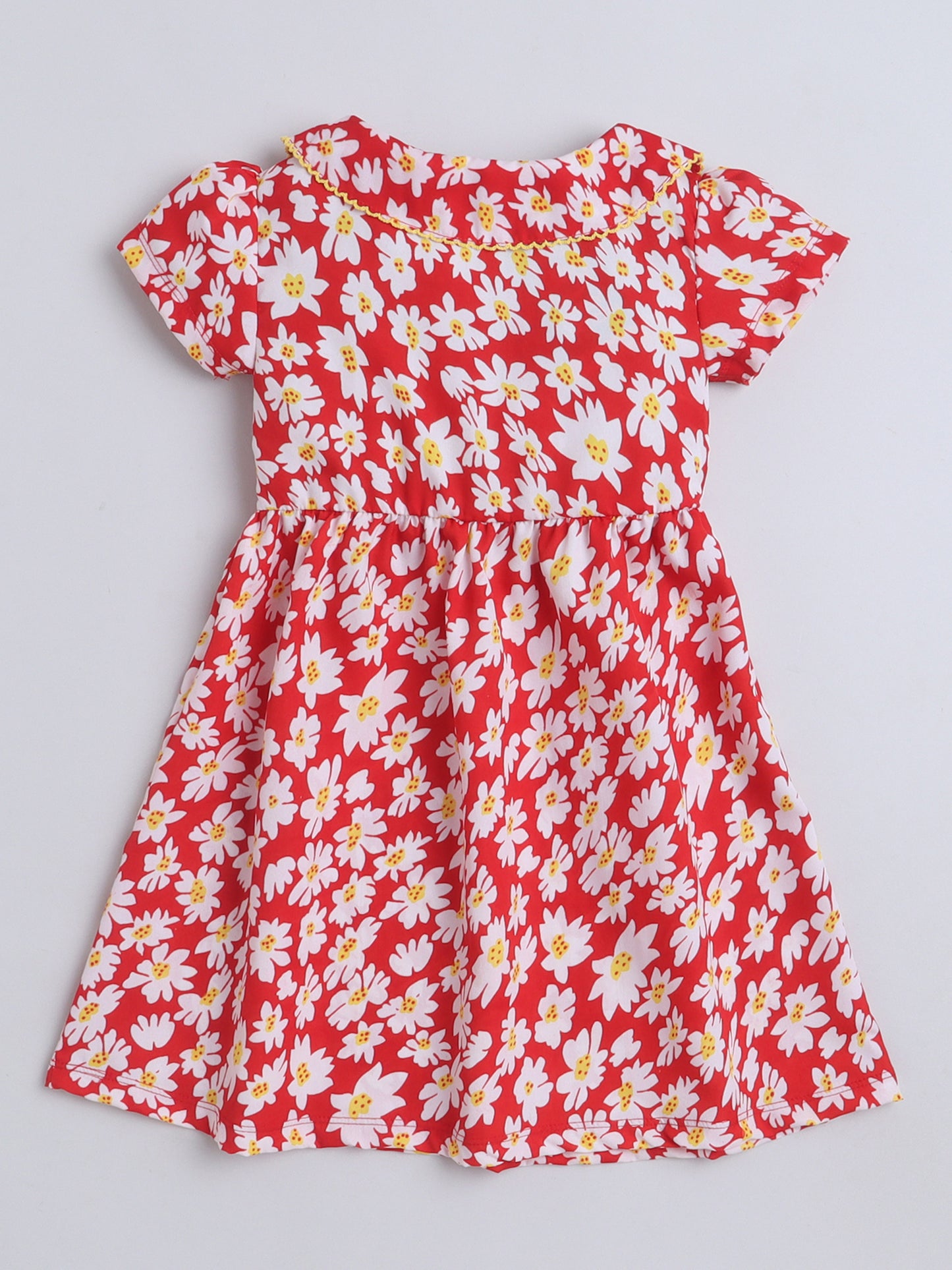 Girls Polycotton Frock - Peterpan Collar Red