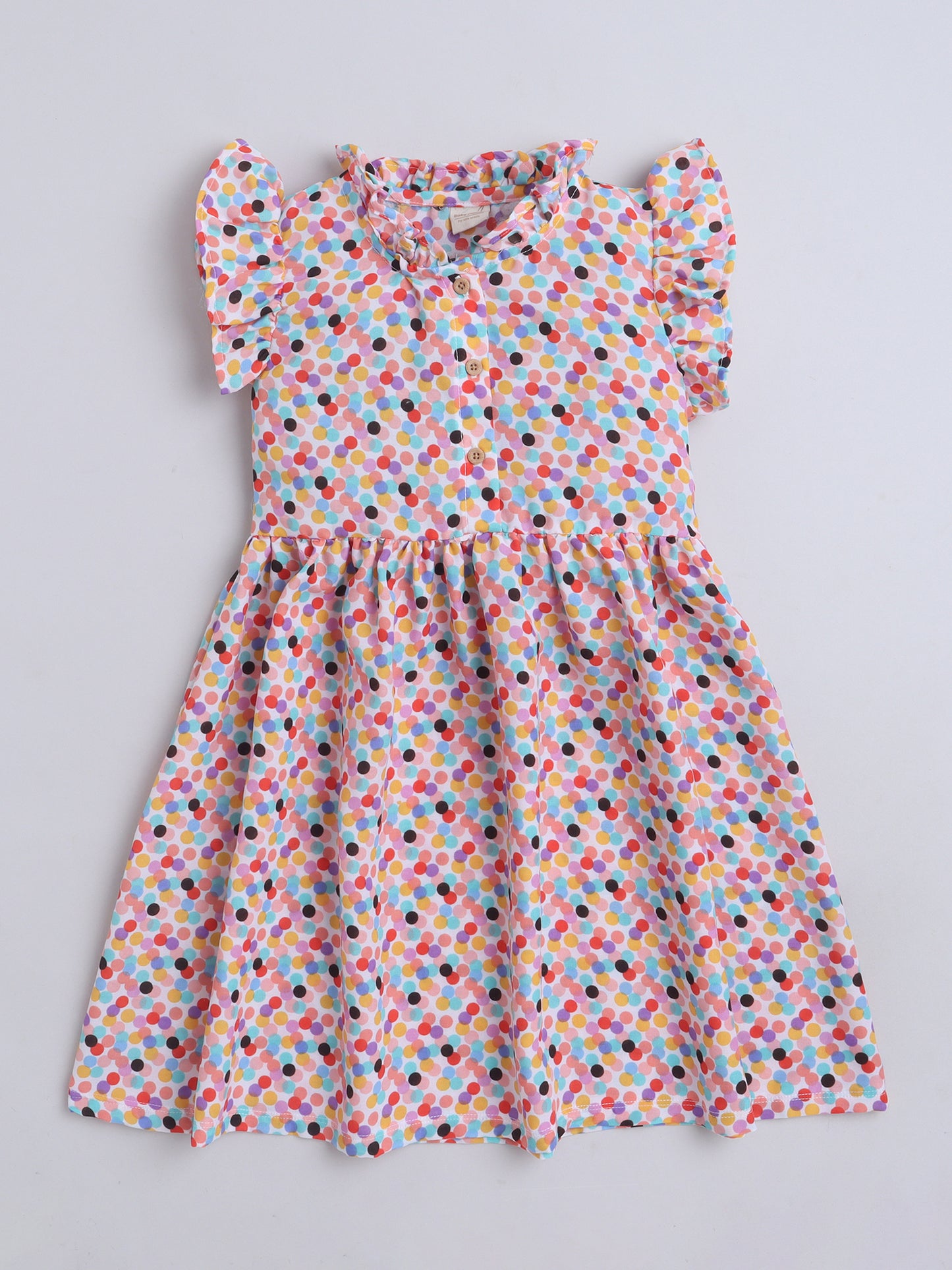 Girls Polycotton Frock - Rainbow Dot