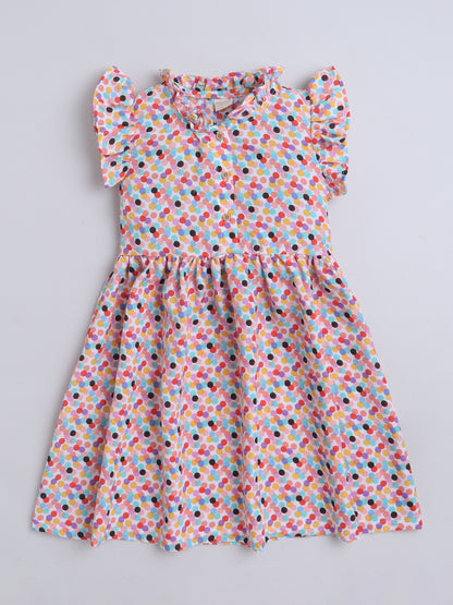 Girls Polycotton Frock - Rainbow Dot
