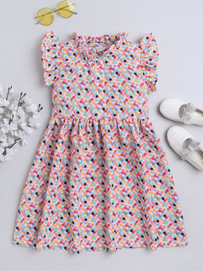 Girls Polycotton Frock - Rainbow Dot