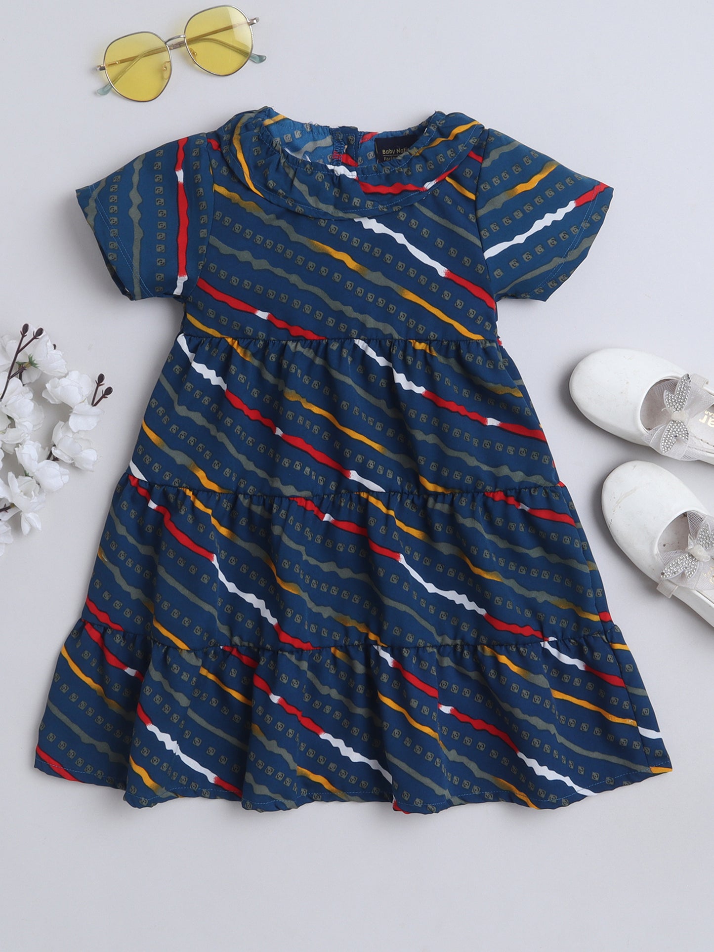Girls Polycotton Frock - Navy Blue