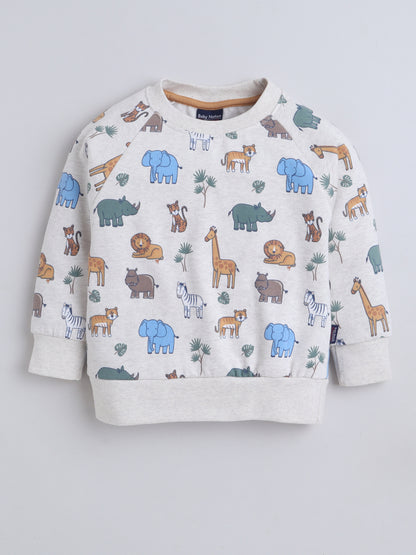 Unisex Kids Animal Print Sweatshirt – Blue Elephant