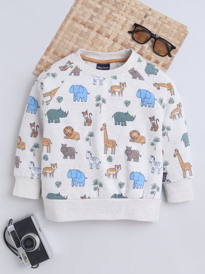 Unisex Kids Animal Print Sweatshirt – Blue Elephant