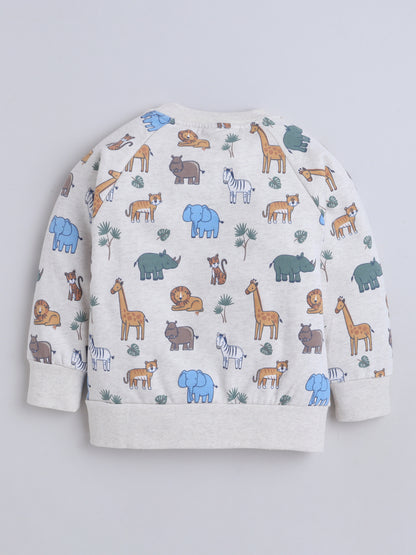 Unisex Kids Animal Print Sweatshirt – Blue Elephant