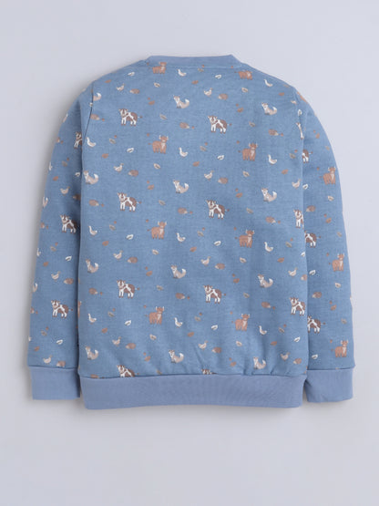Unisex Kids Animal Print Sweatshirt – Blue Fox