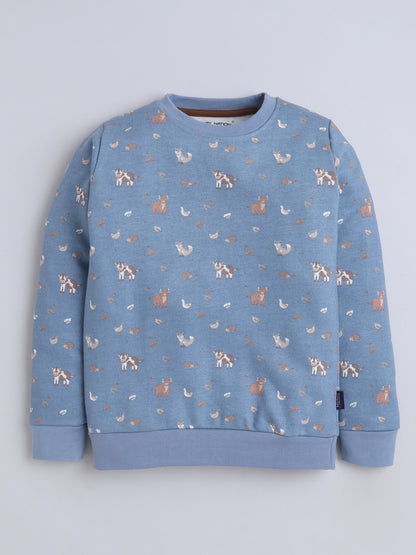 Unisex Kids Animal Print Sweatshirt – Blue Fox