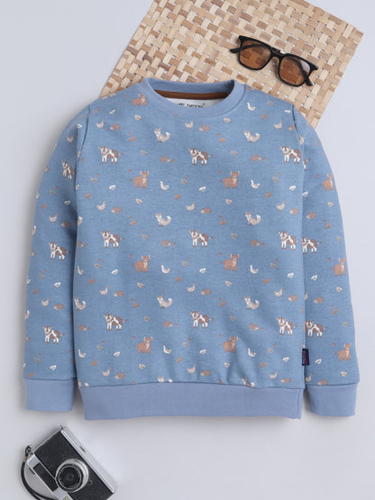 Unisex Kids Animal Print Sweatshirt – Blue Fox