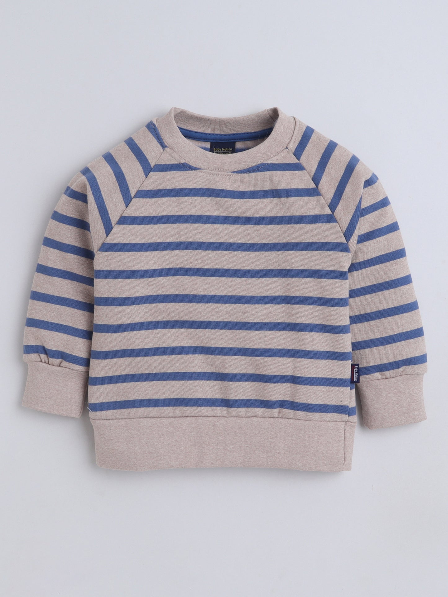 Unisex Kids Animal Print Sweatshirt – Blue & Grey Stripes