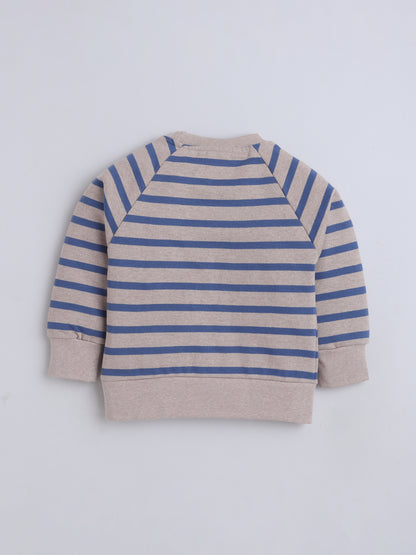 Unisex Kids Animal Print Sweatshirt – Blue & Grey Stripes