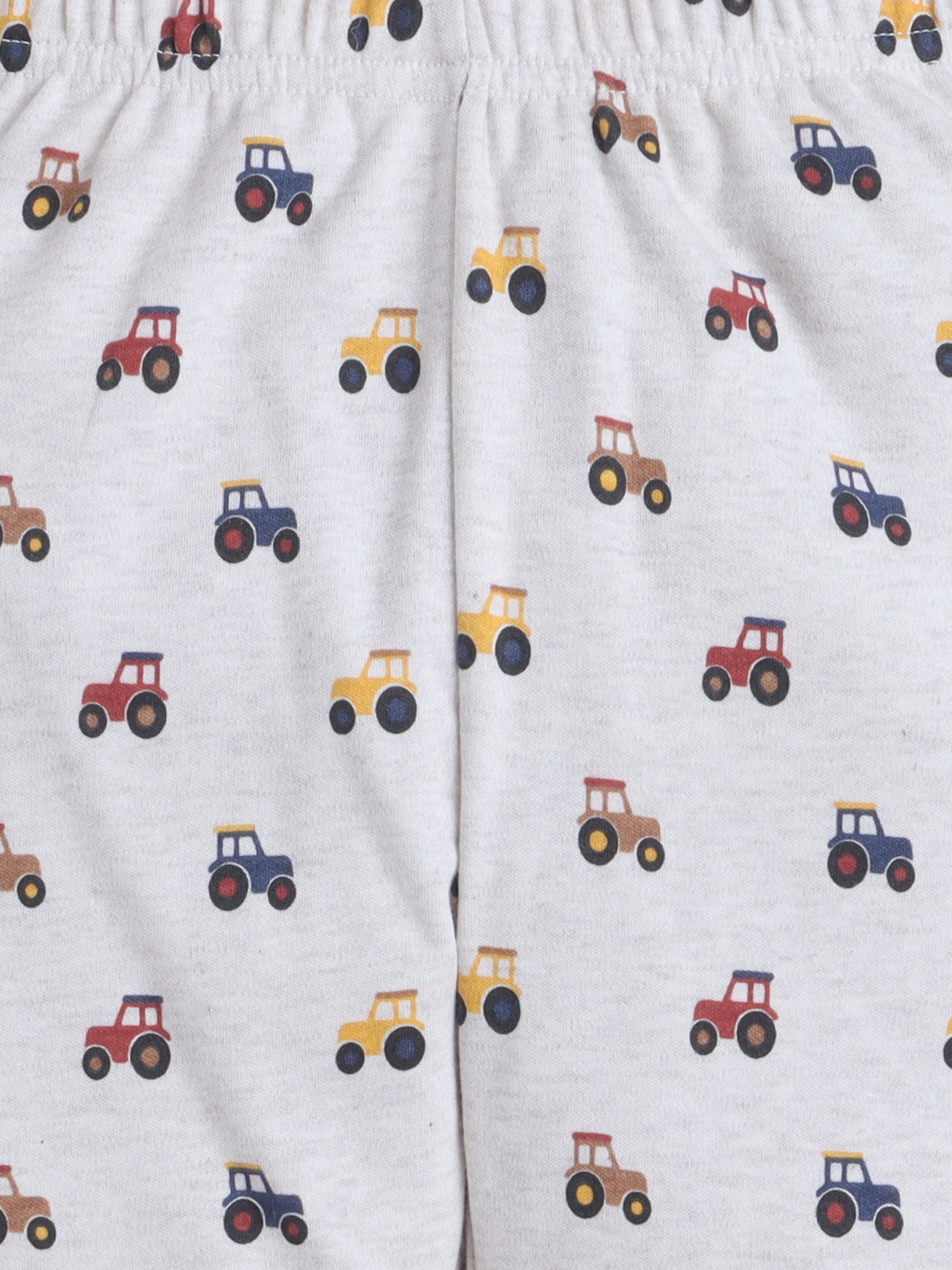 Baby Nation Kids Printed Cotton Night Suit Set- Creme Tractor