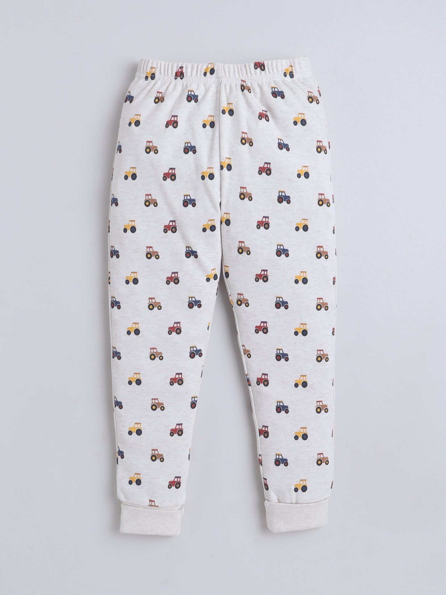 Baby Nation Kids Printed Cotton Night Suit Set- Creme Tractor