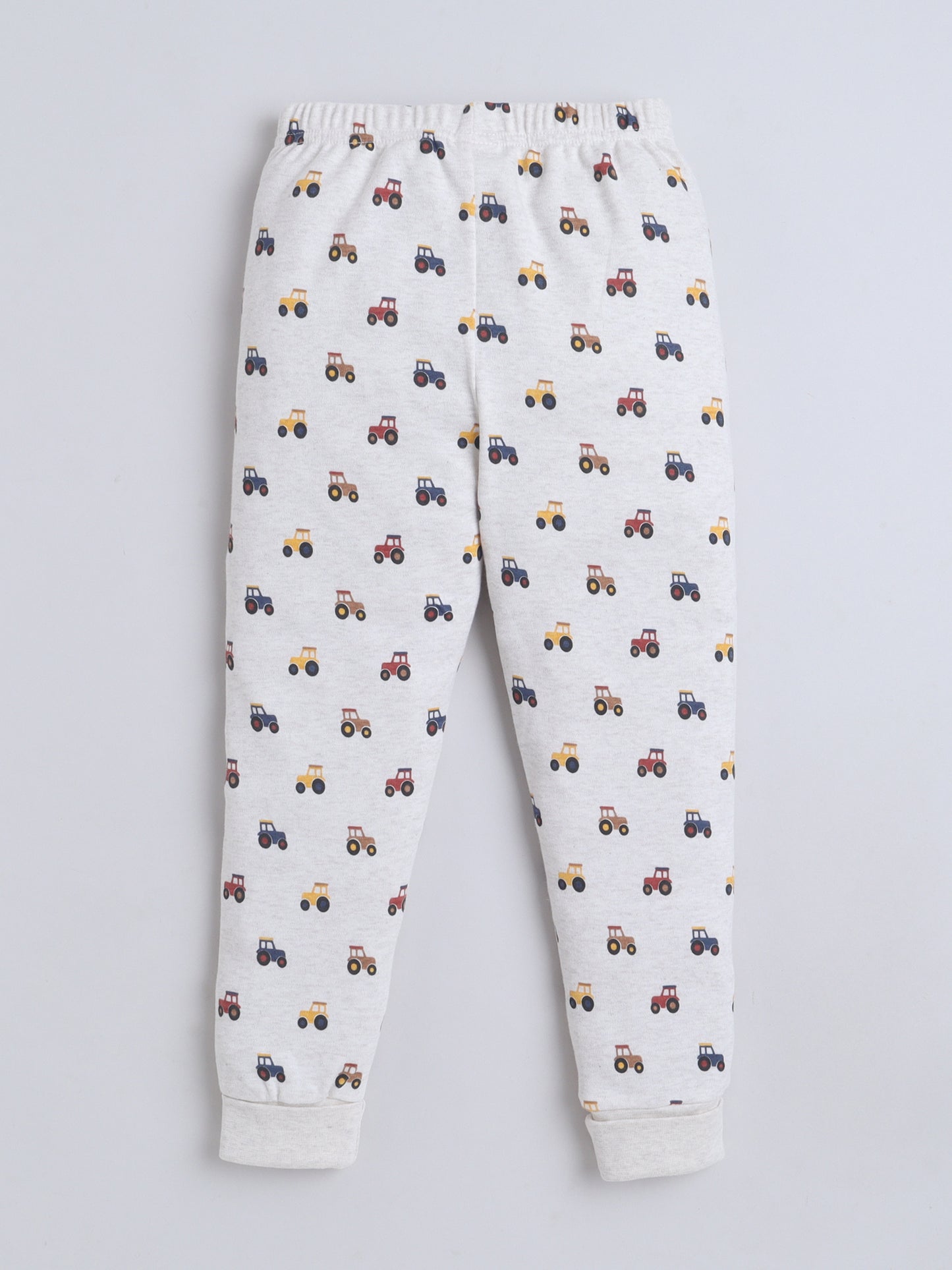 Baby Nation Kids Printed Cotton Night Suit Set- Creme Tractor