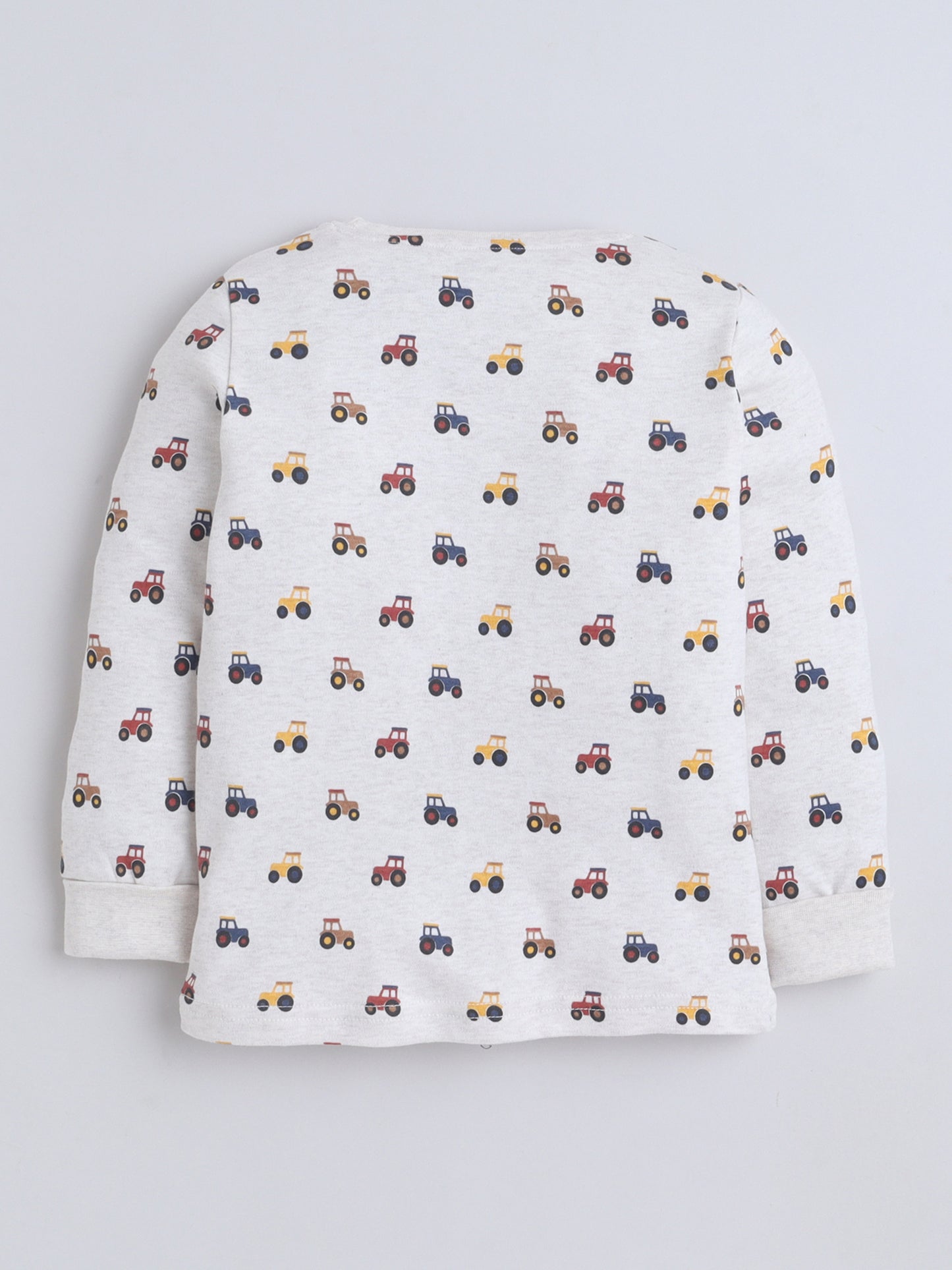 Baby Nation Kids Printed Cotton Night Suit Set- Creme Tractor