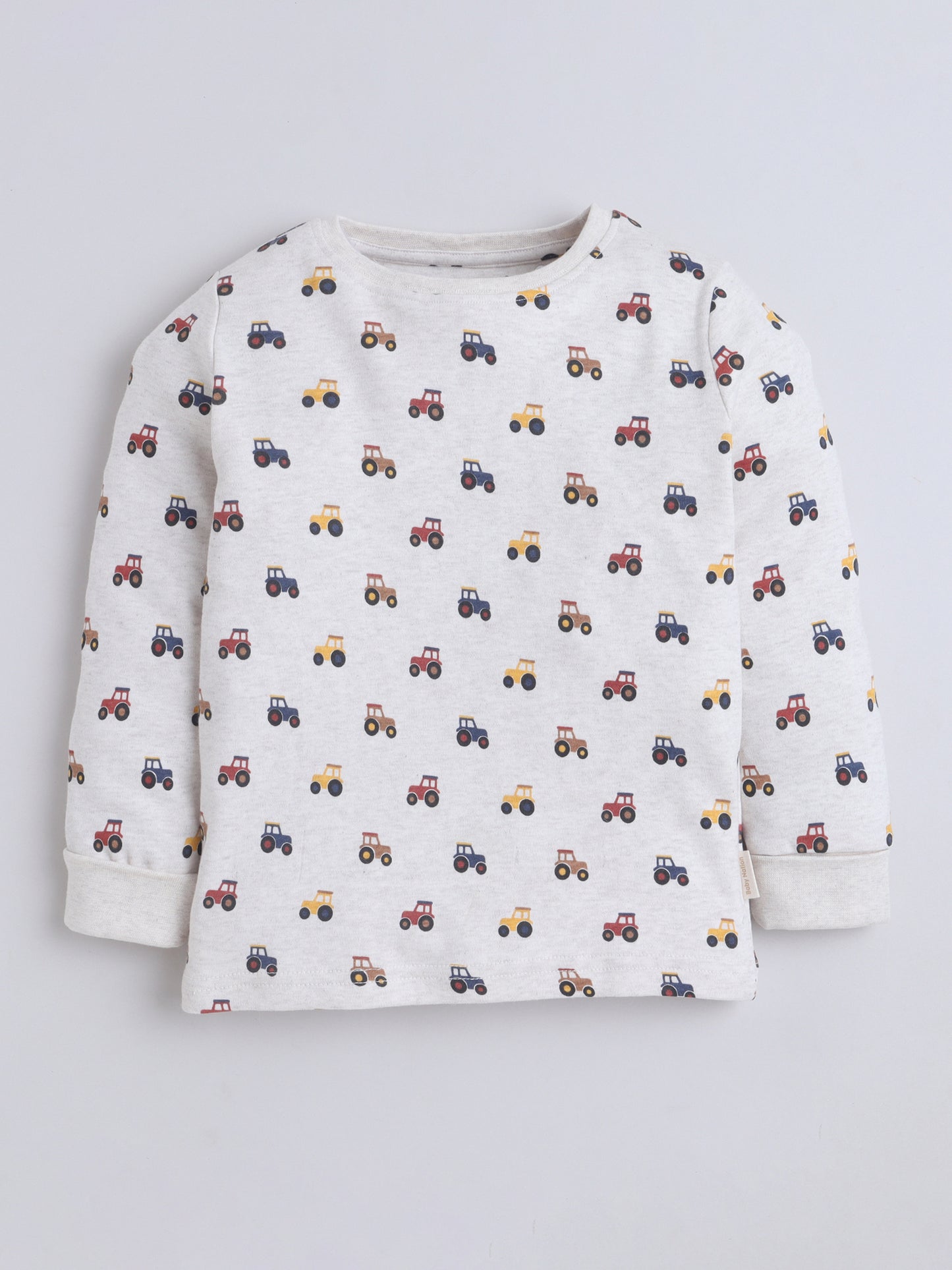 Baby Nation Kids Printed Cotton Night Suit Set- Creme Tractor