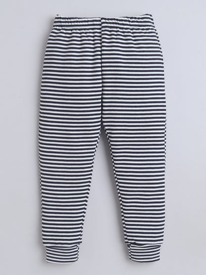 Baby Nation Kids Printed Cotton Night Suit Set-Navy Striped