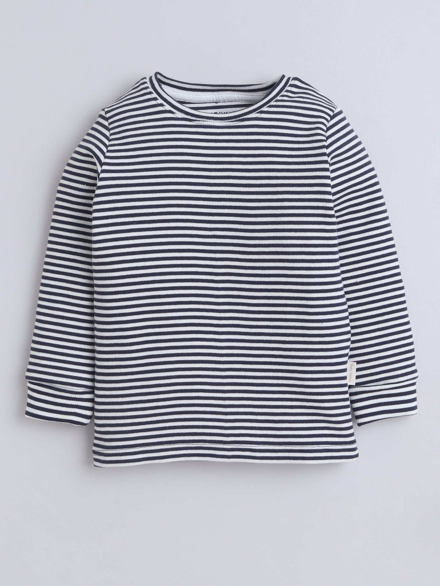 Baby Nation Kids Printed Cotton Night Suit Set-Navy Striped