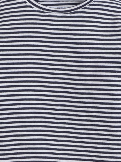 Baby Nation Kids Printed Cotton Night Suit Set-Navy Striped
