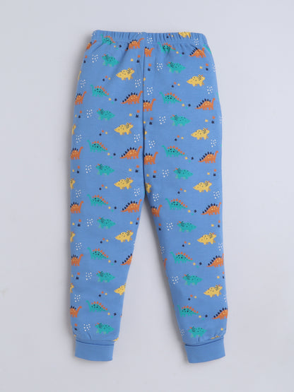 Baby Nation Kids Printed Cotton Night Suit Set- Blue Dino