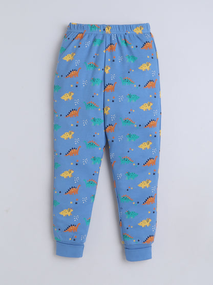 Baby Nation Kids Printed Cotton Night Suit Set- Blue Dino