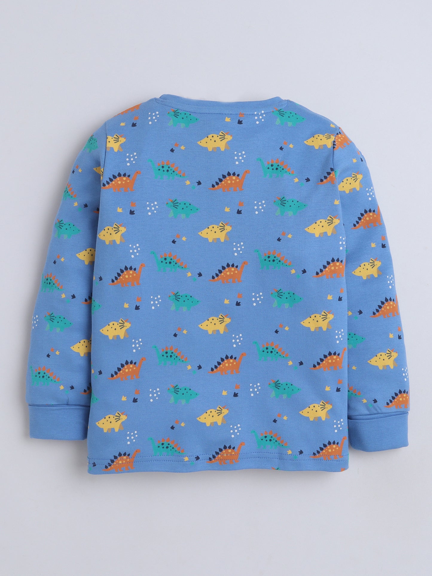 Baby Nation Kids Printed Cotton Night Suit Set- Blue Dino