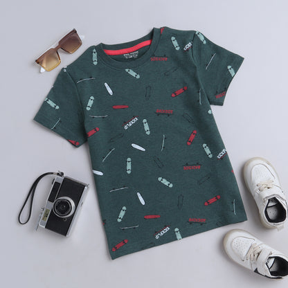 Boys T-Shirt - Green Skate Board