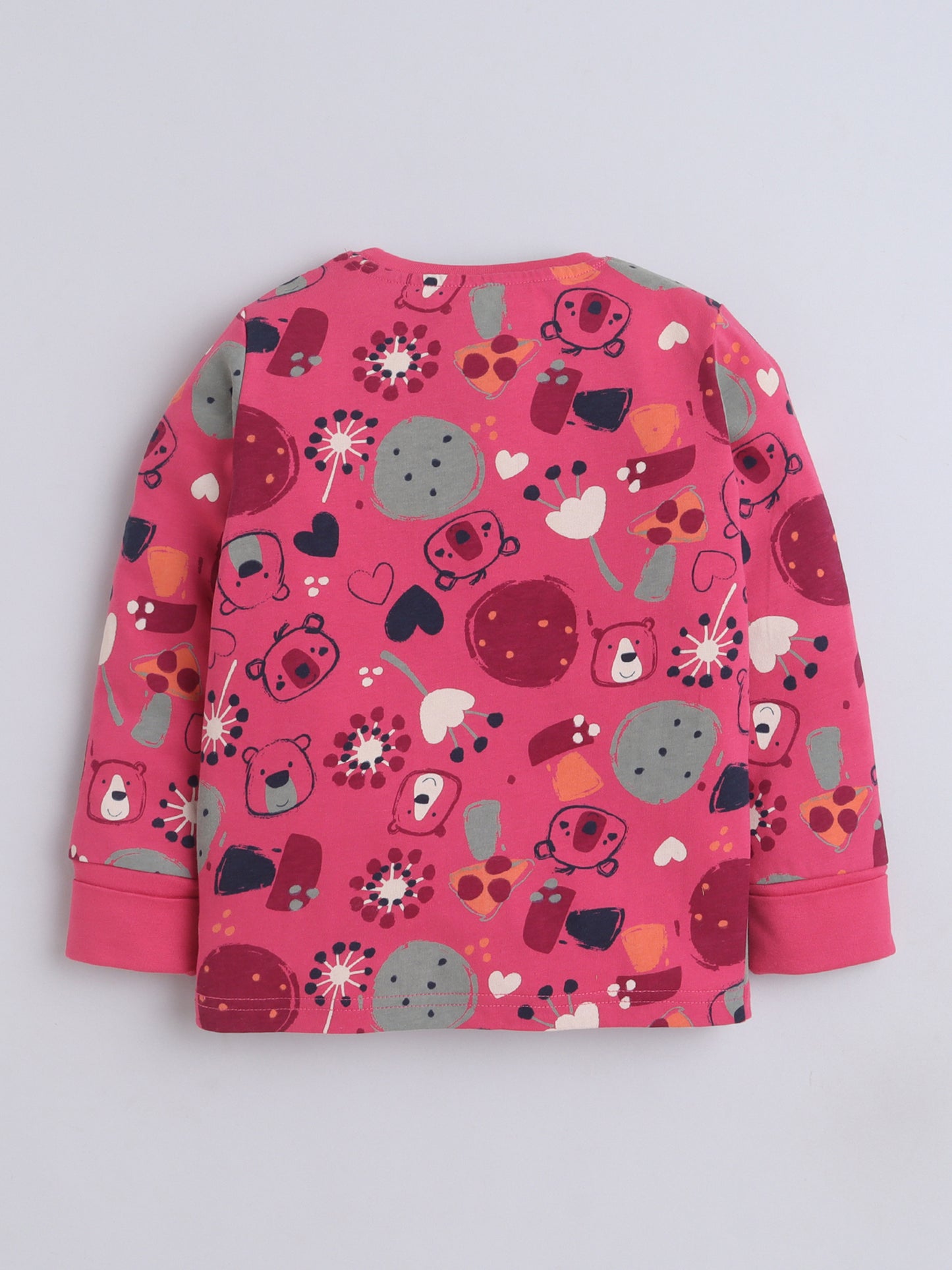 Baby Nation Kids Printed Cotton Night Suit Set- Dark Green Fox