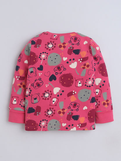 Baby Nation Kids Printed Cotton Night Suit Set- Dark Green Fox