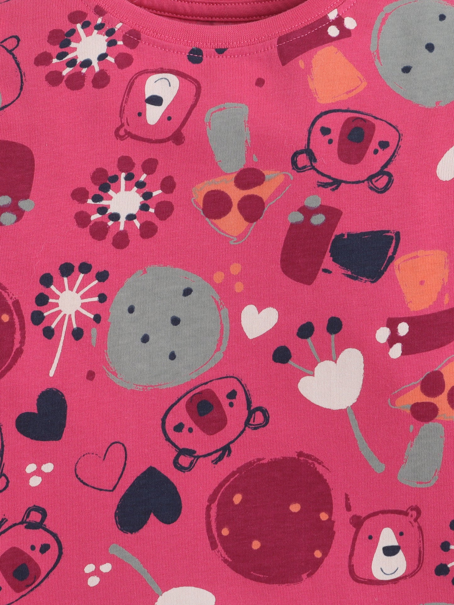 Baby Nation Kids Printed Cotton Night Suit Set- Dark Green Fox