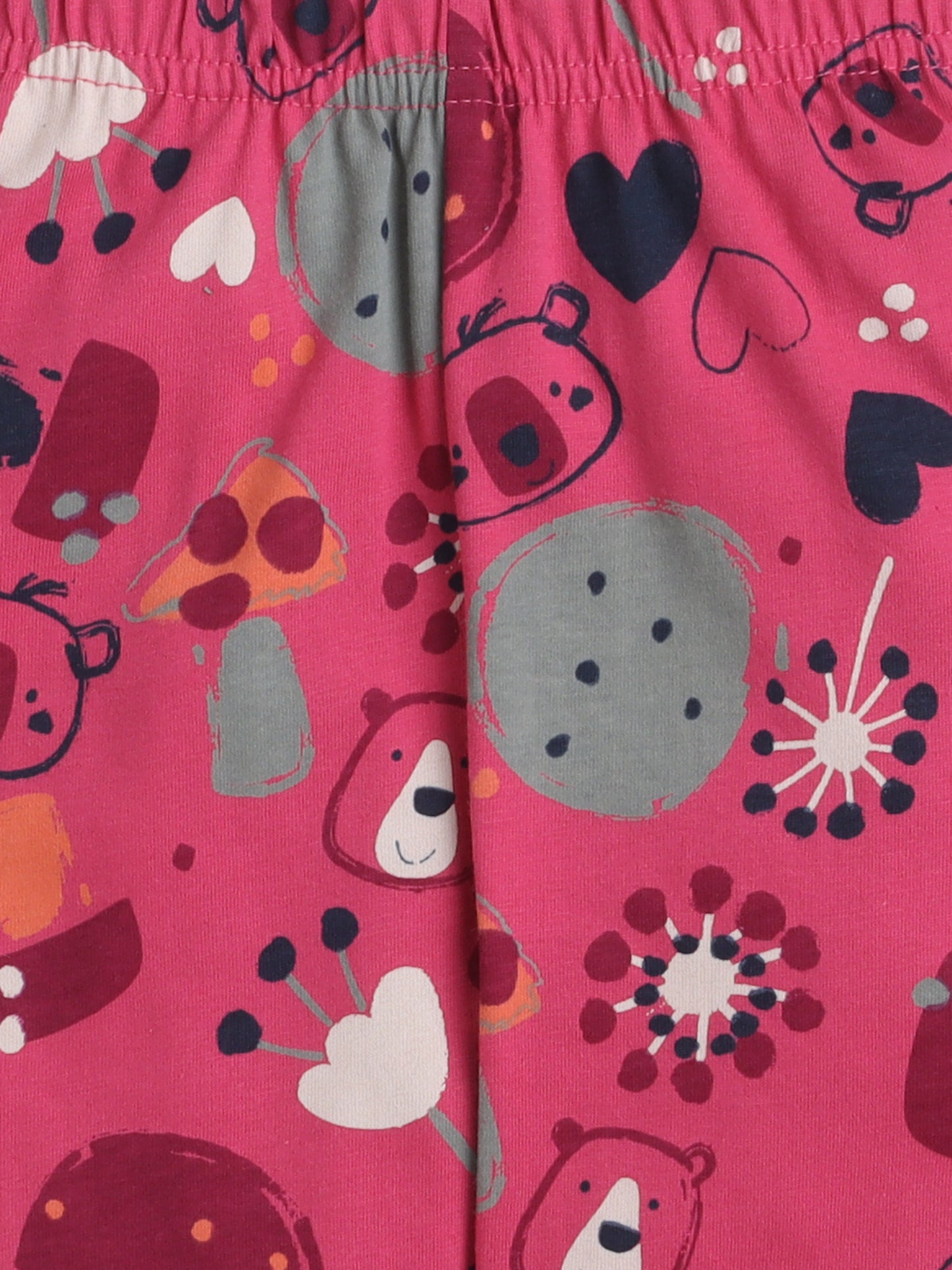 Baby Nation Kids Printed Cotton Night Suit Set- Dark Green Fox