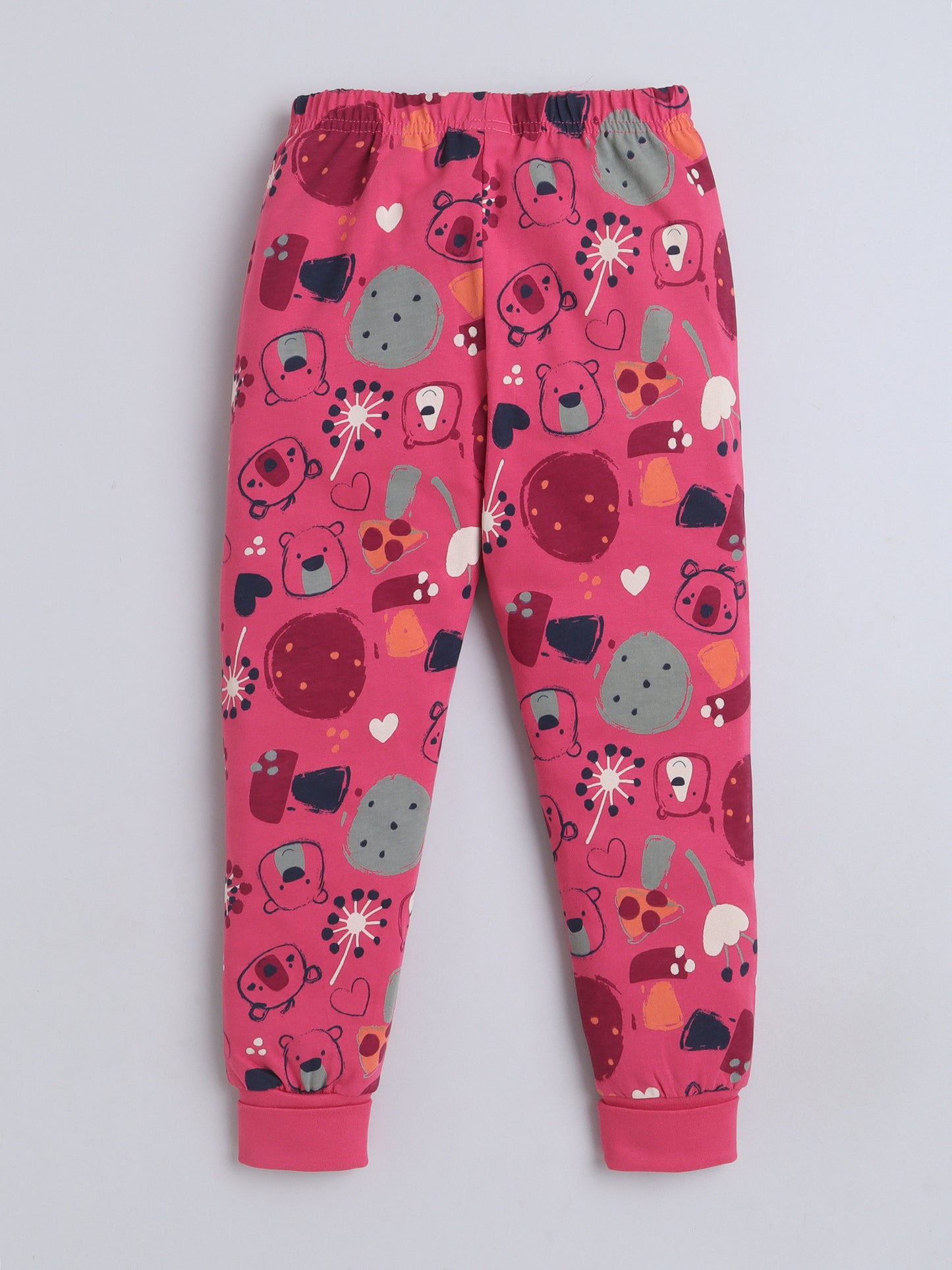 Baby Nation Kids Printed Cotton Night Suit Set- Dark Green Fox