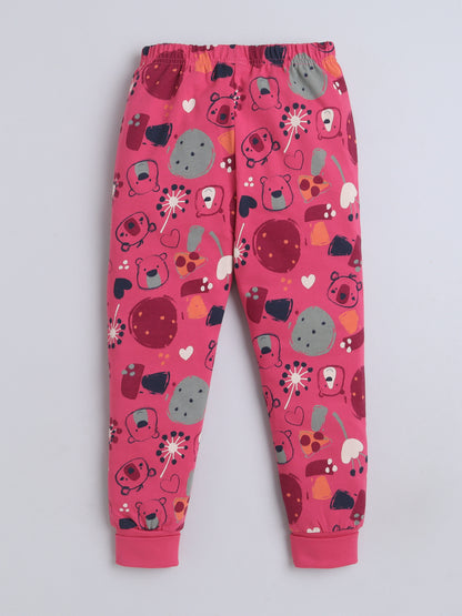 Baby Nation Kids Printed Cotton Night Suit Set- Dark Green Fox