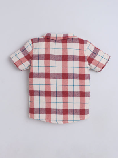 Boys Cotton Shirt - Red Checked