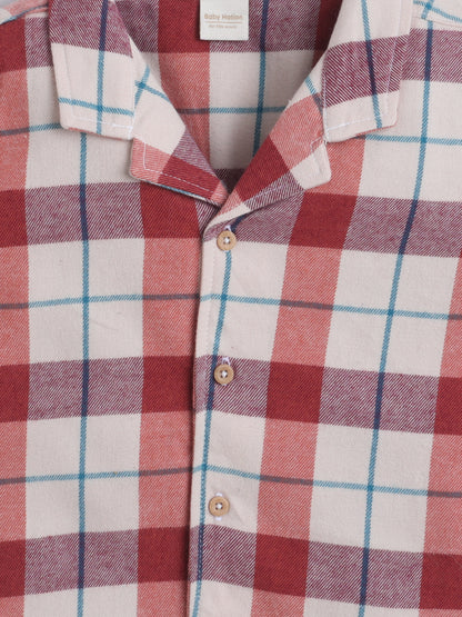 Boys Cotton Shirt - Red Checked