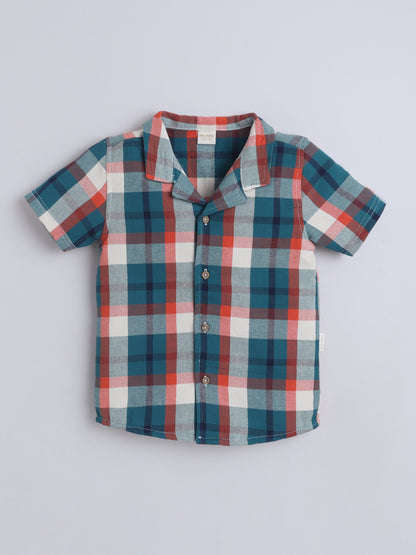 Boys Cotton Shirt - Green Checked