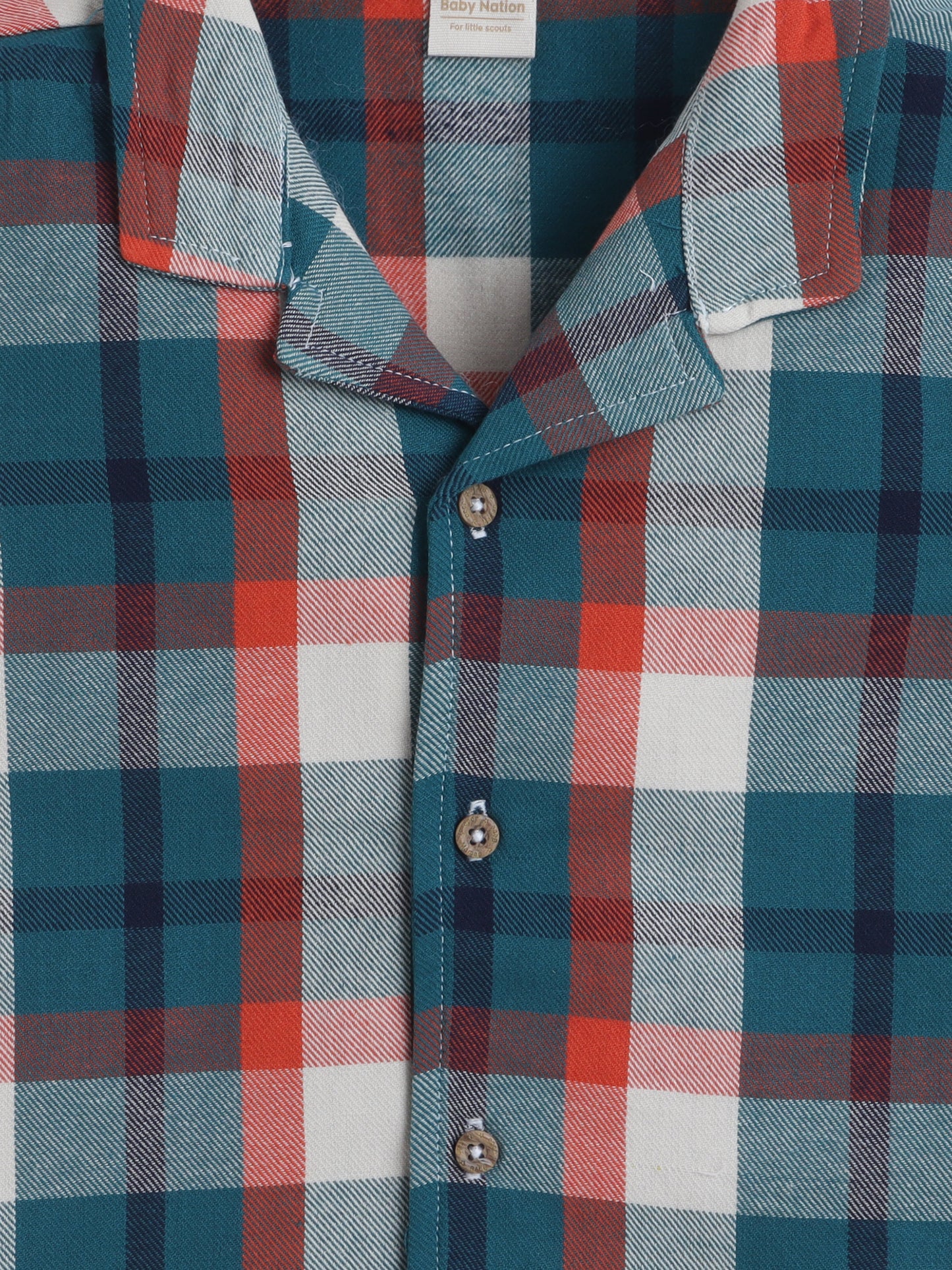 Boys Cotton Shirt - Green Checked