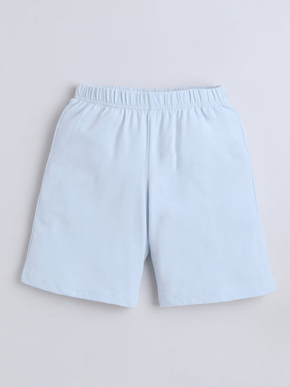 Baby Nation Cotton Knit Half Sleeve Coord Short Set - Blue Glitter