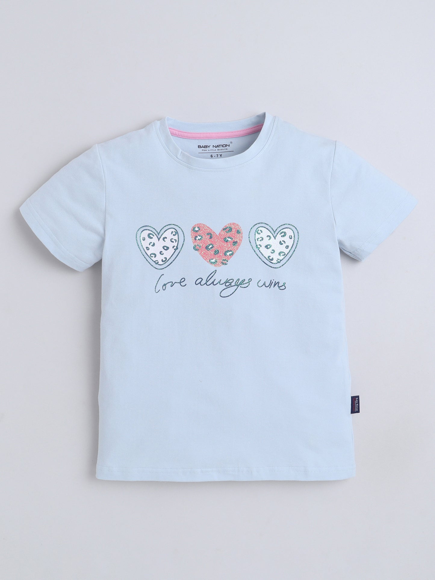 Baby Nation Cotton Knit Half Sleeve Coord Short Set - Blue Glitter