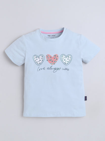 Baby Nation Cotton Knit Half Sleeve Coord Short Set - Blue Glitter