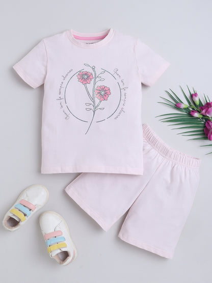 Unisex Cotton Coord Sets-Pink Glitter