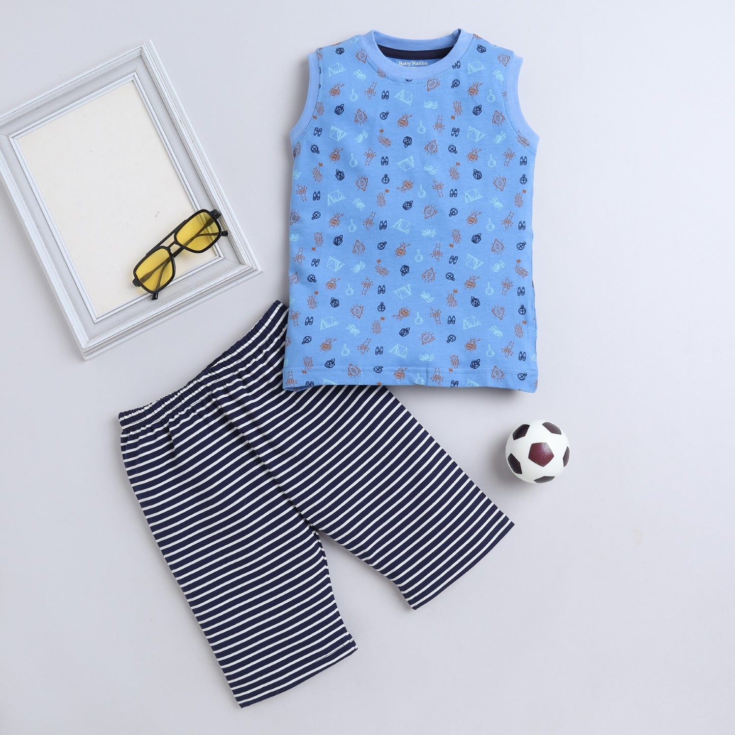 Baby Nation Boys Blue Summer Sleeveess Sets