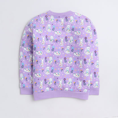 Unisex Kids Sweatshirt – Lavender with Cute Animal Print