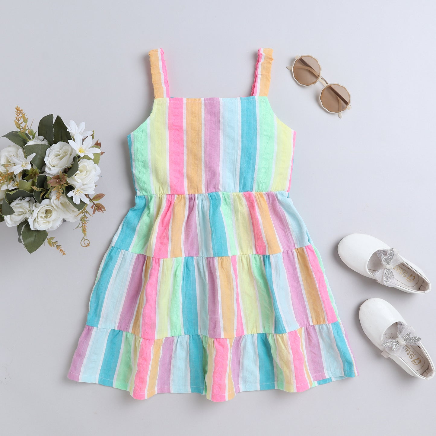 Girls Pastel Rainbow Dress